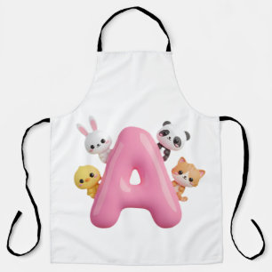 Tabliers Lettre A Ballons Roses 3D Animaux de la F