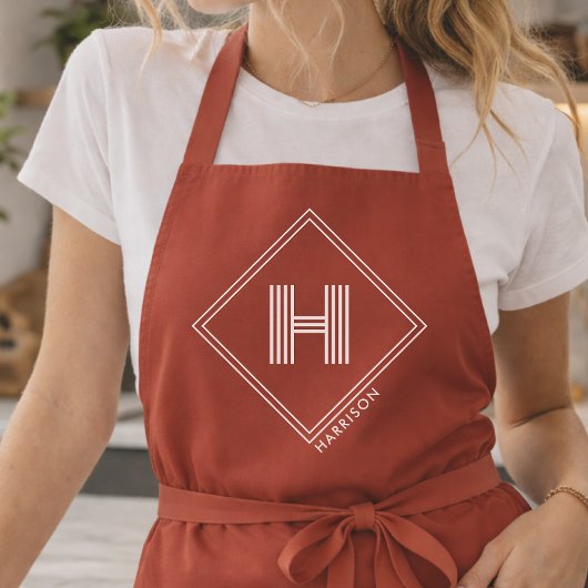 Tabliers | Monogramme Initial Géométrique Élégant