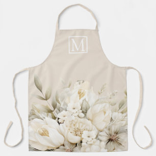 Tabliers personnalisés floraux monogramme pour la