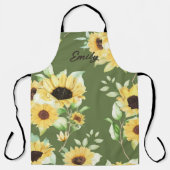 Tabliers verts avec des imprimés de tournesol gais (Recto)