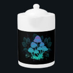 Tabourets dans Bushes<br><div class="desc">Mystérieux, bioluminescents, hallucinogènes, toadstools lumineux avec des buissons de plantes marécageux la nuit, sombre, arrière - plan brillant. Champignons éclatants. Goblincore, Mushroomcore, </div>