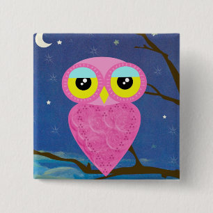 Tabu Japan Owl Square Pin Vierkante Button 5,1 Cm