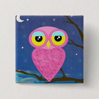 Tabu Japan Owl Square Pin Vierkante Button 5,1 Cm