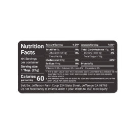 Tabular Honey Nutrition Facts Jet Black Etiket