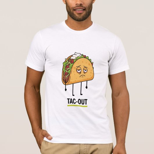 Tac-Out Mood – Funny Exhausted Taco Pun T-shirt (Voorkant)