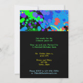 Tache de peinture, Néon, Invitation d'anniversaire (Dos)