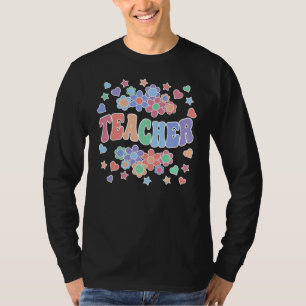 TACHER-Retro Groovy, bloemen, hart, sterren T-shirt