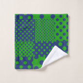 Taches à pois vert bleu Patchwork (Gant de toilette)