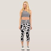 taches blanches noires de vache leggings capri (Recto)