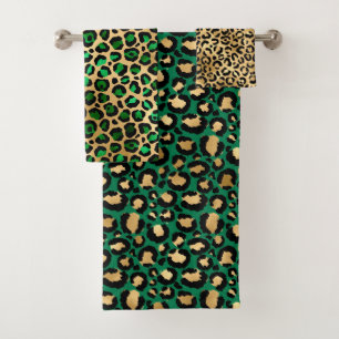 Taches de léopard en feuille d'or et vert élégant