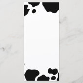 Taches de Vache Moo Impression Menu Mariage Noir B (Dos)