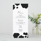 Taches de Vache Moo Impression Menu Mariage Noir B (Debout devant)