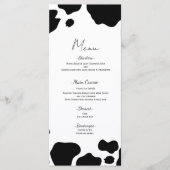 Taches de Vache Moo Impression Menu Mariage Noir B (Devant)
