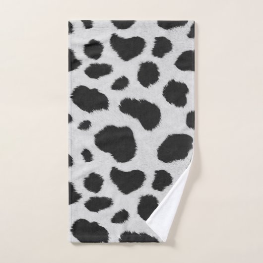 Taches de vache noire et blanche texture de fourru (Serviette à main)
