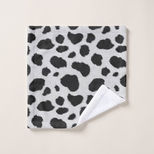 Taches de vache noire et blanche texture de fourru (Gant de toilette)