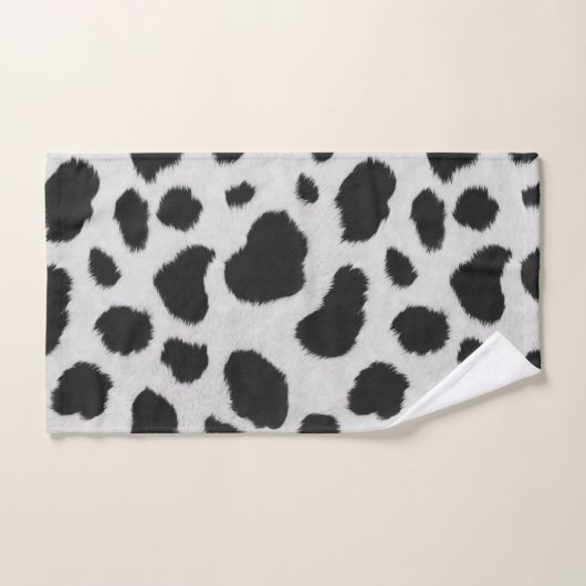 Taches de vache noire et blanche texture de fourru (Serviette à main)