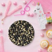 Taches dorées sur fond noir . assiette en carton (Fête)