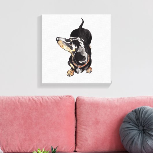 Tachshund schilderij op stretched canvas print (Insitu (Woonkamer))