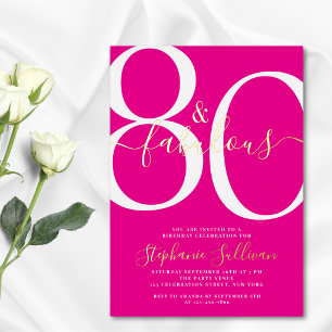 Tachtig en Fabulous 80e verjaardagsfeestje Roze Go Folie Uitnodiging