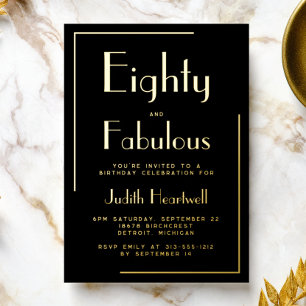 Tachtig en Fabulous Goud Folie 80ste Verjaardagsfe Uitnodiging