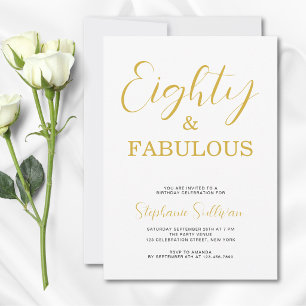 Tachtig en Fabulous Gouden Schrift 80ste Verjaarda Kaart