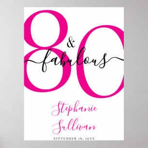 Tachtig en Fabulous Roze 80ste Verjaardagsfeestje  Poster