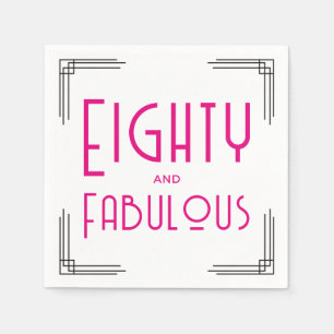 Tachtig en Fabulous Roze Art Deco 80ste Verjaardag Servet