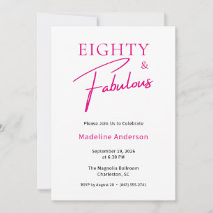 Tachtig & Fabulous Black Pink 80ste Verjaardagsfee Kaart