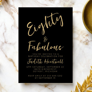 Tachtig & Fabulous Gouden Script 80ste Verjaardags Kaart