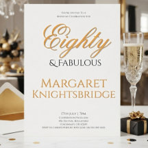 Tachtig & Fabulous Script Goud Zwart Verjaardag