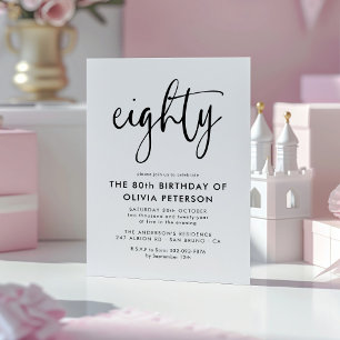 tachtig Moderne 80e zwart-wit verjaardagsfeest Magnetische Uitnodiging