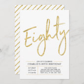 tachtig | Moderne goudpenseel 80e verjaardag Kaart (Voorkant / Achterkant)