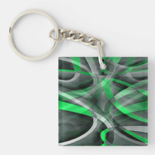Tachtiger jaren Chic Succulent Groen en Grijs Abst Sleutelhanger