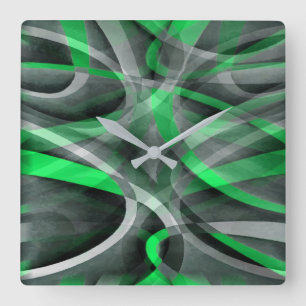 Tachtiger jaren Chic Succulent Groen en Grijs Abst Vierkante Klok