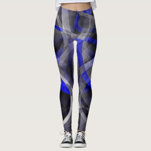 Tachtiger jaren Groovy Koningsblauw en Grijs Gebog Leggings