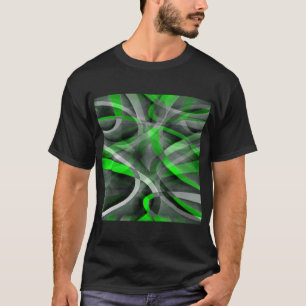 Tachtiger jaren Retro Neon Groen en Grijs Gebogen  T-shirt