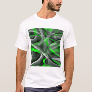 Tachtiger jaren Retro Neon Groen en Grijs Gebogen  T-shirt