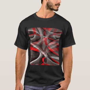 Tachtiger Jaren Rood Wit en Grijs Gelaagde Curven T-shirt