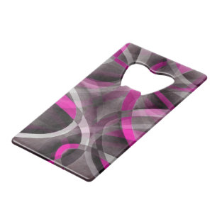Tachtiger jaren stijl Fuchsia Roze en Grijs Curven Kredietkaart Flessenopener