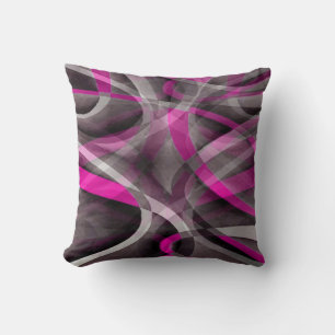 Tachtiger jaren stijl Fuchsia Roze en Grijs Curven Kussen