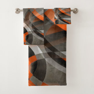 Tachtiger jaren Vibe Verbrand Oranje en Grijs Gela Bad Handdoek