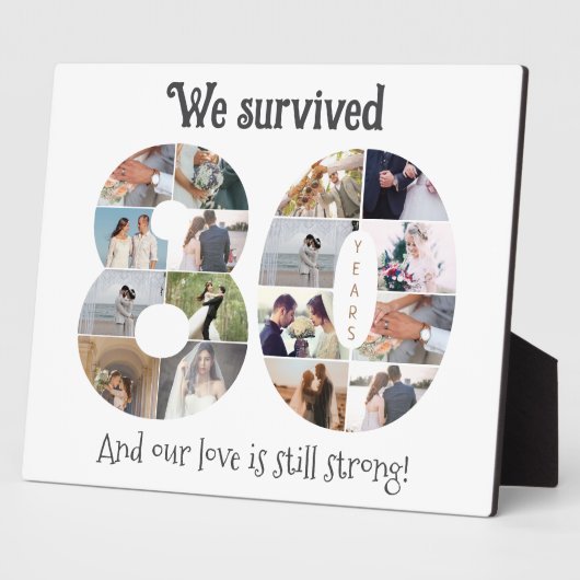 Tachtigjarig huwelijksfeest foto fotoplaat (Zijkant)