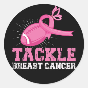 Tackle Borstkanker Strijdend American Football Ronde Sticker