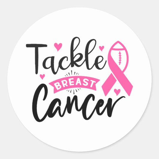 Tackle Breast Cancer Awareness Ronde Sticker (Voorkant)