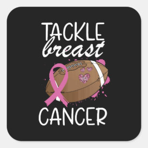 Tackle Cancer Borstkanker Bewustzijnslint Vierkante Sticker
