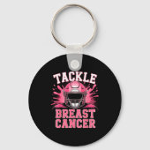 Tackle Football Breast Cancer Awareness Nk Ribbon Sleutelhanger (Voorkant)