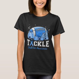 Tackle Voetbal Diabetes Blauwe Lint Diabetes Bewus T-shirt