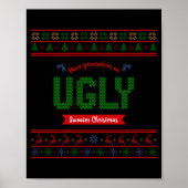 Tacky Christmas Nordic Knit Pattern Red Green Ugly Poster (Voorkant)