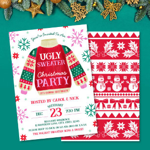 Tacky Feestelijke Lelijke Trui Party Rood en Groen Kaart