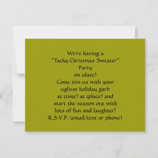 Tacky Holiday UGLY Sweater Party Invitation (Dos)